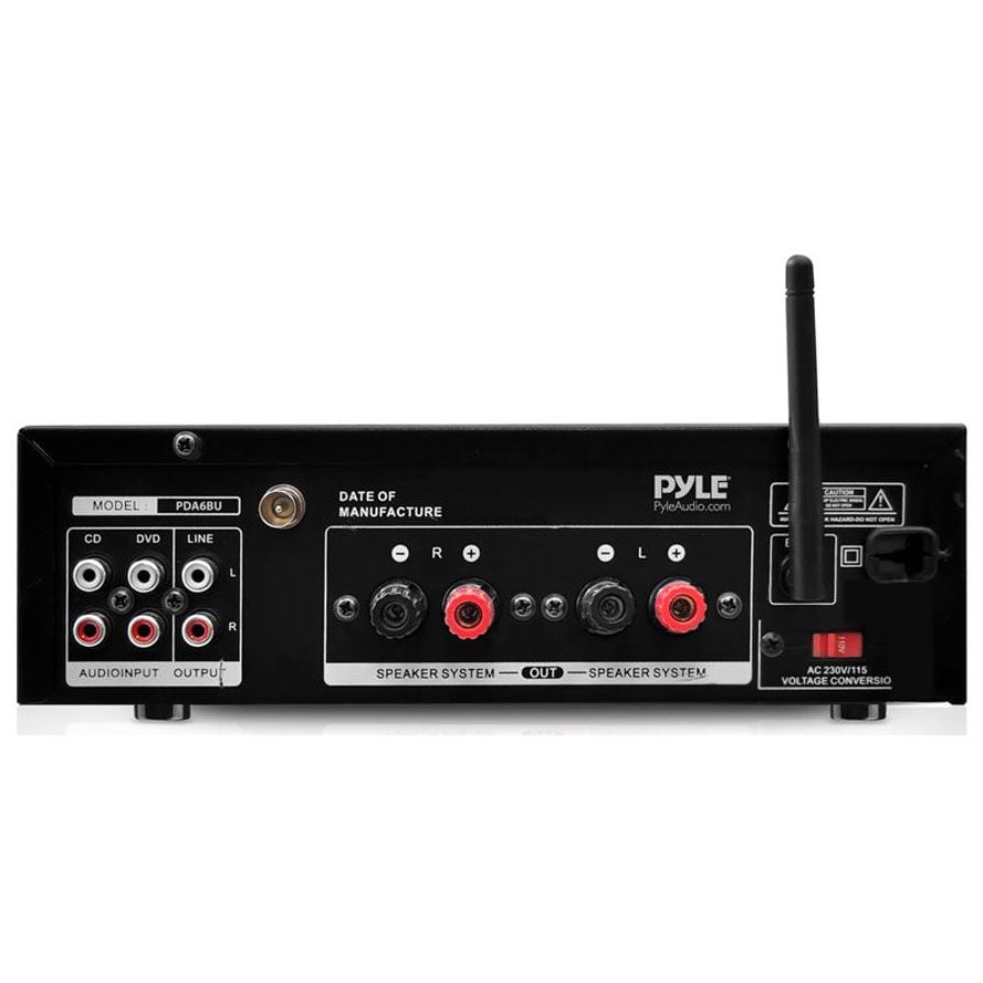 Pyle PDA6BU Bluetooth 200W Stereo Amplifier Receiver With Remote FM MP3 ...